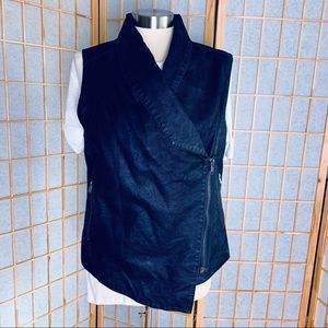 Divided Black Faux Leather Moto Biker Vest Size 14